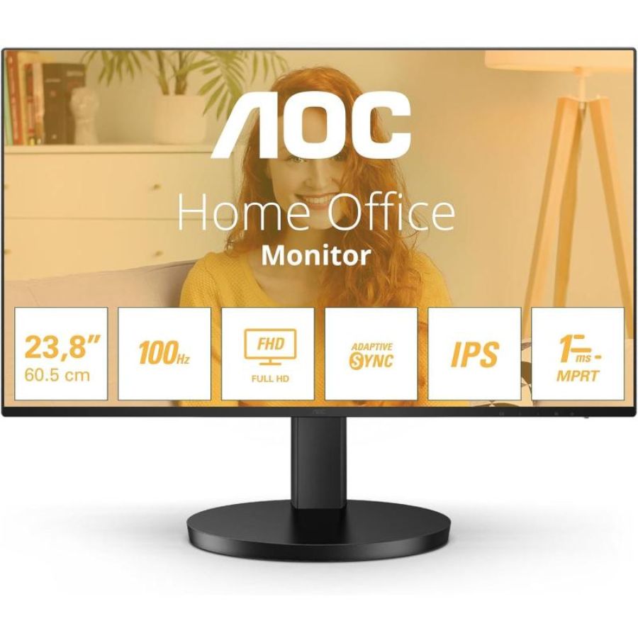 Aoc monitor 23,8 led ips fhd 16:9 1ms 250 cdm 100hz, vga/hdmi, multimediale