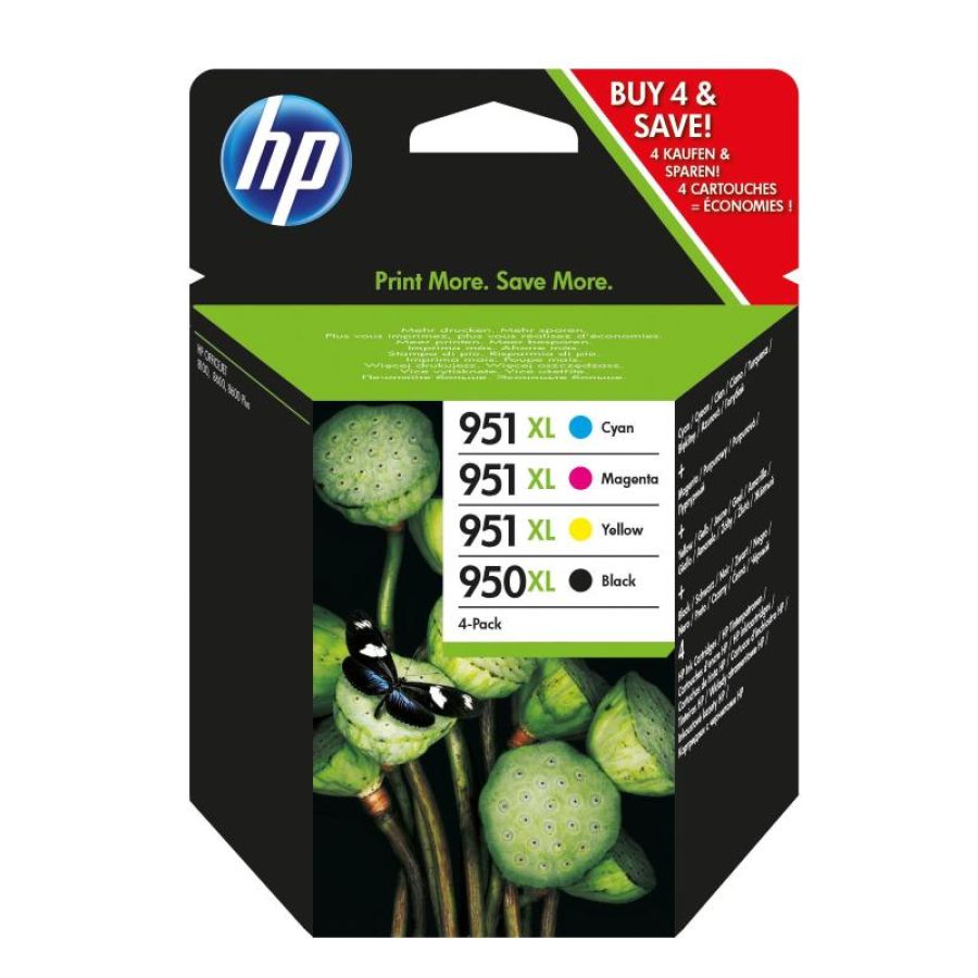 Hp 950xl high yield black/951xl high yield cyan/magenta/yellow 4-pack original ink cartridges cartuccia d\`inchiostro 4 pz