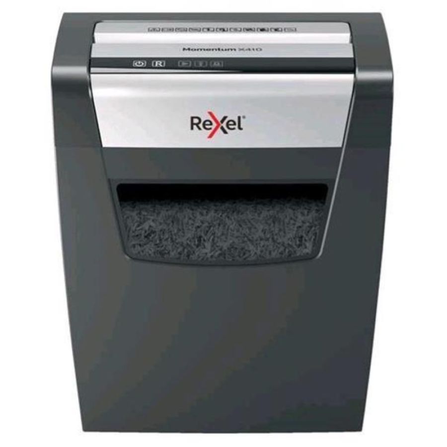 Rexel momentum x410 distruggidocumenti a frammento cestino 23lt capacita` 10 fogli col. grigio