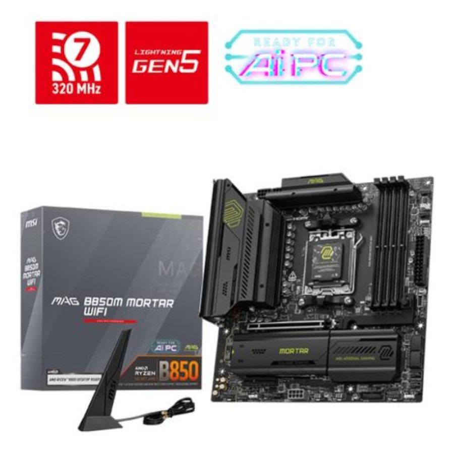 Msi mb amd b850m mortar wifi am5,ddr5,qualcomm ncm865