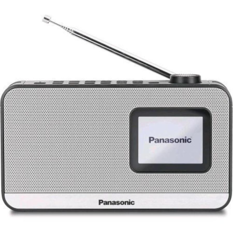 Panasonic rf-d15eg-k radio digitale dab+/fm portatile con bluetooth display lcd tft 2.4 diffusore 1w 5cm 4 tasti di selezione alimentata a batteria e corrente funzioni sleep sveglia orologio nero