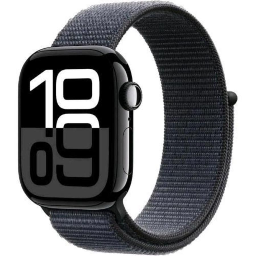 Apple watch series 10 gps 42mm cassa in alluminio jet black cinturino sport loop inchiostro
