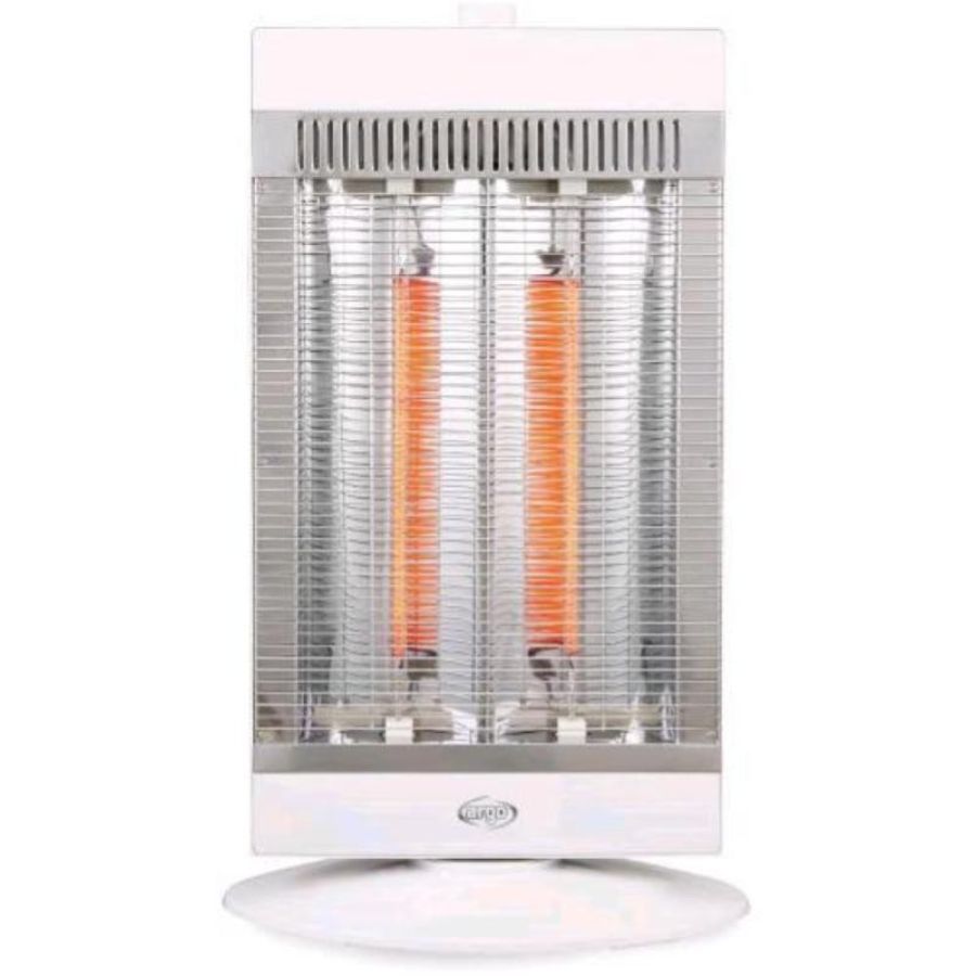 Argo alan stufa alogena da interno 1.000 w 2 restistenze tubolari in fibra di carbonio 2 regolazioni pavimento bianco