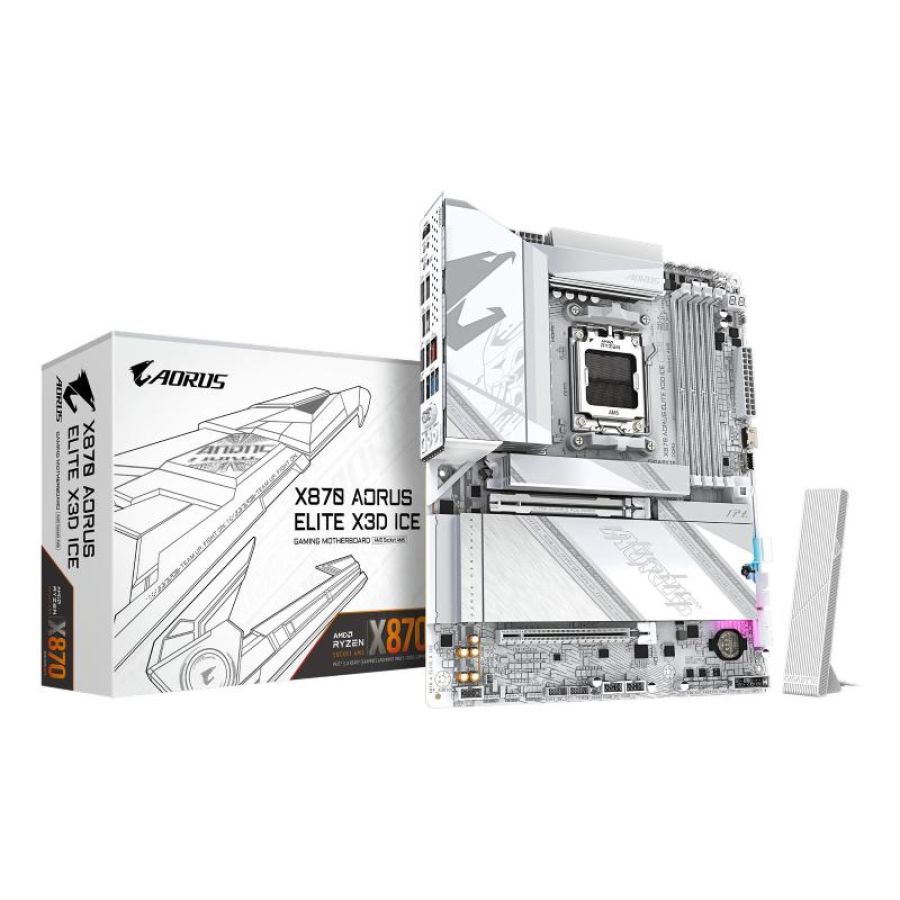 Gigabyte x870 aorus elite x3d ice scheda madre - supporta cpu amd ryzen 9000, vrm digitale 16+2+2 fasi, fino a 9000hz ddr5
