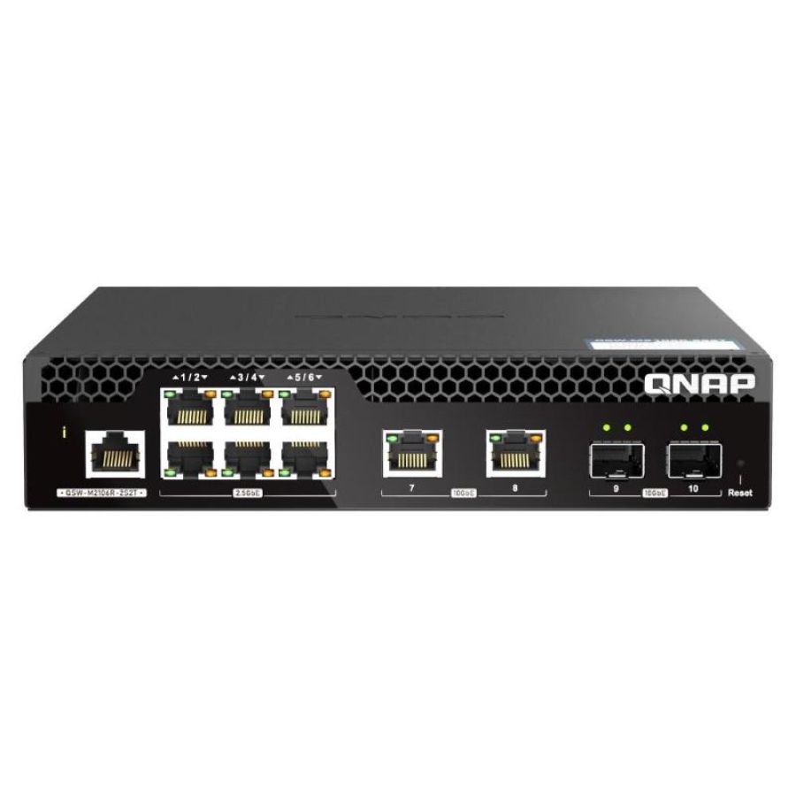 Qnap qsw-m2106r-2s2t switch di rete gestito l2 10g ethernet (100/1000/10000) 1u nero