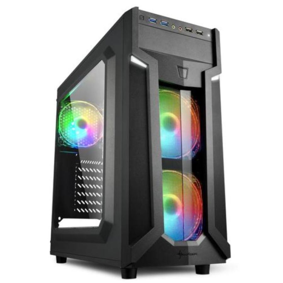 Sharkoon case vg6-w rgb, atx, 2xusb2, 2xusb3, 6 slots, 2x120 led front 1x120 rear, window acrilic, rgb color