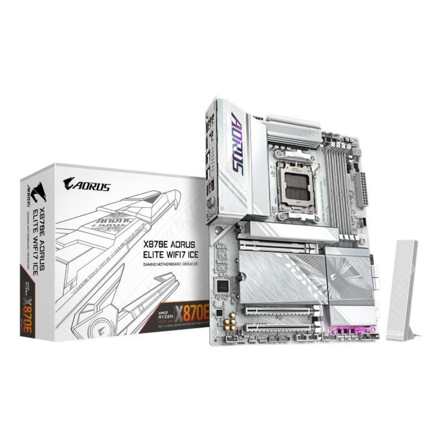 Gigabyte x870e aorus elite wifi7 ice scheda madre - supporta cpu amd ryzen 9000, vrm digitale a 16+2+2 fasi, fino a 8200 mhz