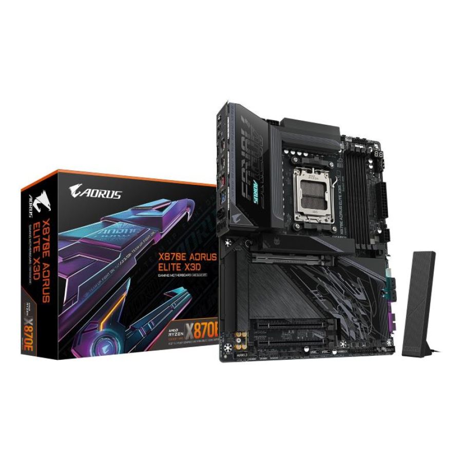Gigabyte x870e aorus elite x3d scheda madre - supporta cpu amd ryzen 9000, vrm digitale a 16+2+2 fasi, fino a 9000 hz ddr5