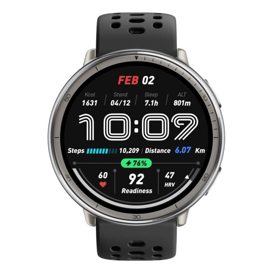 Amazfit active 2 round smartwatch e orologio sportivo display amoled 5 sistemi satellitari & mappe offline biotracker? 6.0 ppg