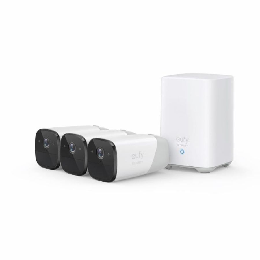 Eufy eufycam 2 pro 3-cam kit capocorda telecamera di sicurezza ip interno e esterno 2048 x 1080 pixel parete