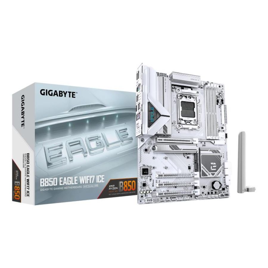 Gigabyte b850 eagle wifi7 ice scheda madre - cpu amd ryzen serie 9000, vrm digitale a 8+2+2 fasi, fino a 8200 mhz ddr5 (o.c.),