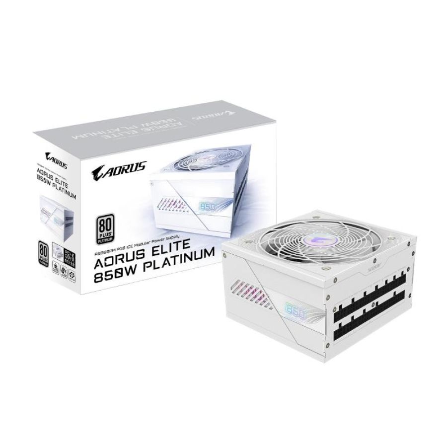 Gigabyte aorus elite p850w ice alimentatore - pcie 5.0, 80 plus platinum, design completamente modulare, ventola da 120 mm,