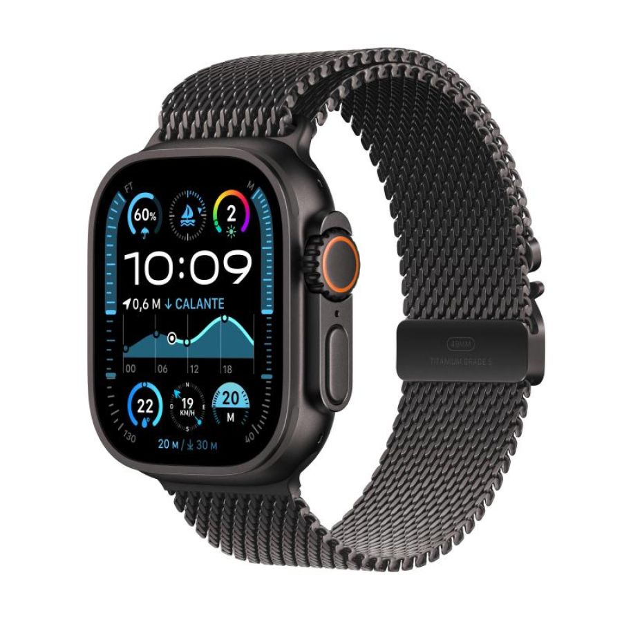 Apple watch ultra 2 gps + cellular 49mm cassa titanio nero con nero titanium milanese loop - l