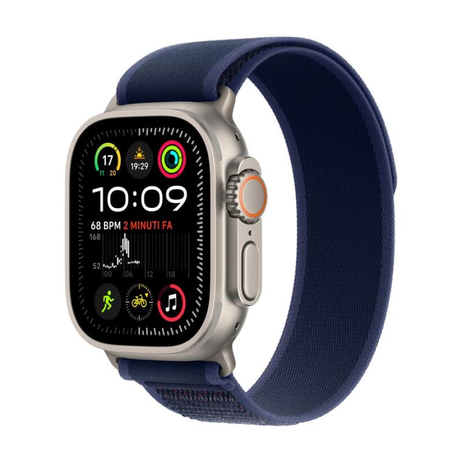 Apple watch ultra 2 gps + cellular 49mm cassa in titanio con blue trail loop - s/m