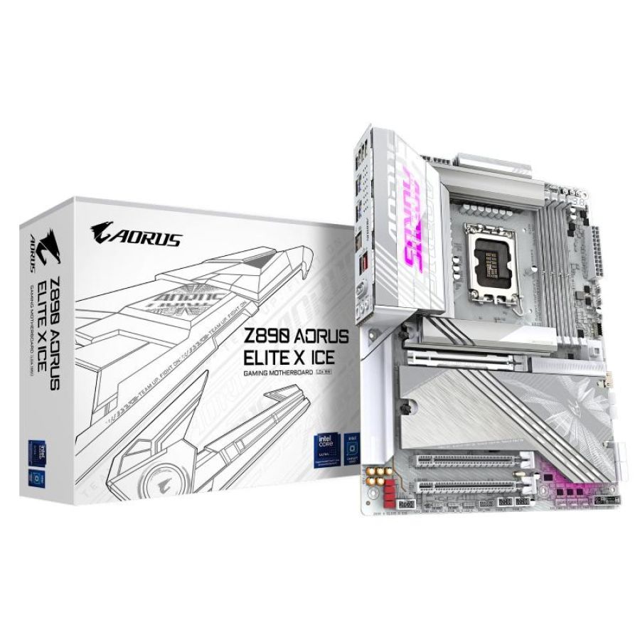 Gigabyte z890 aorus elite x ice scheda madre - supporta cpu intel core ultra (serie 2), vrm a 16+1+2 fasi, fino a 9500mhz ddr5