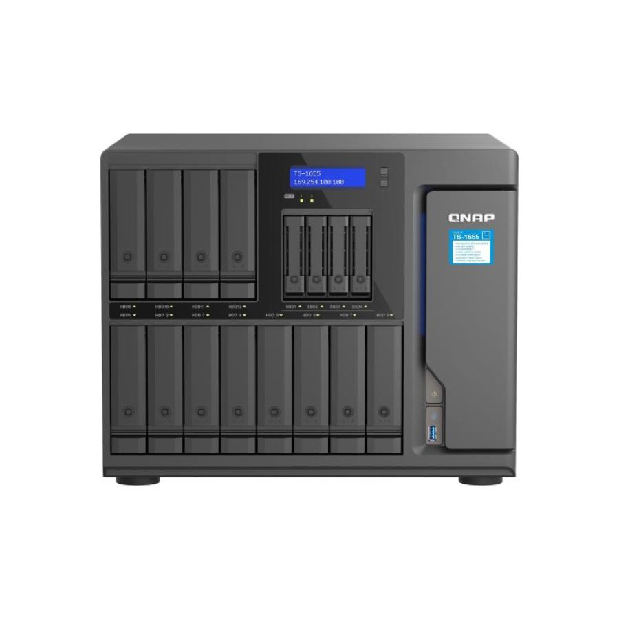 Qnap ts-1655 nas tower collegamento ethernet lan nero c5125