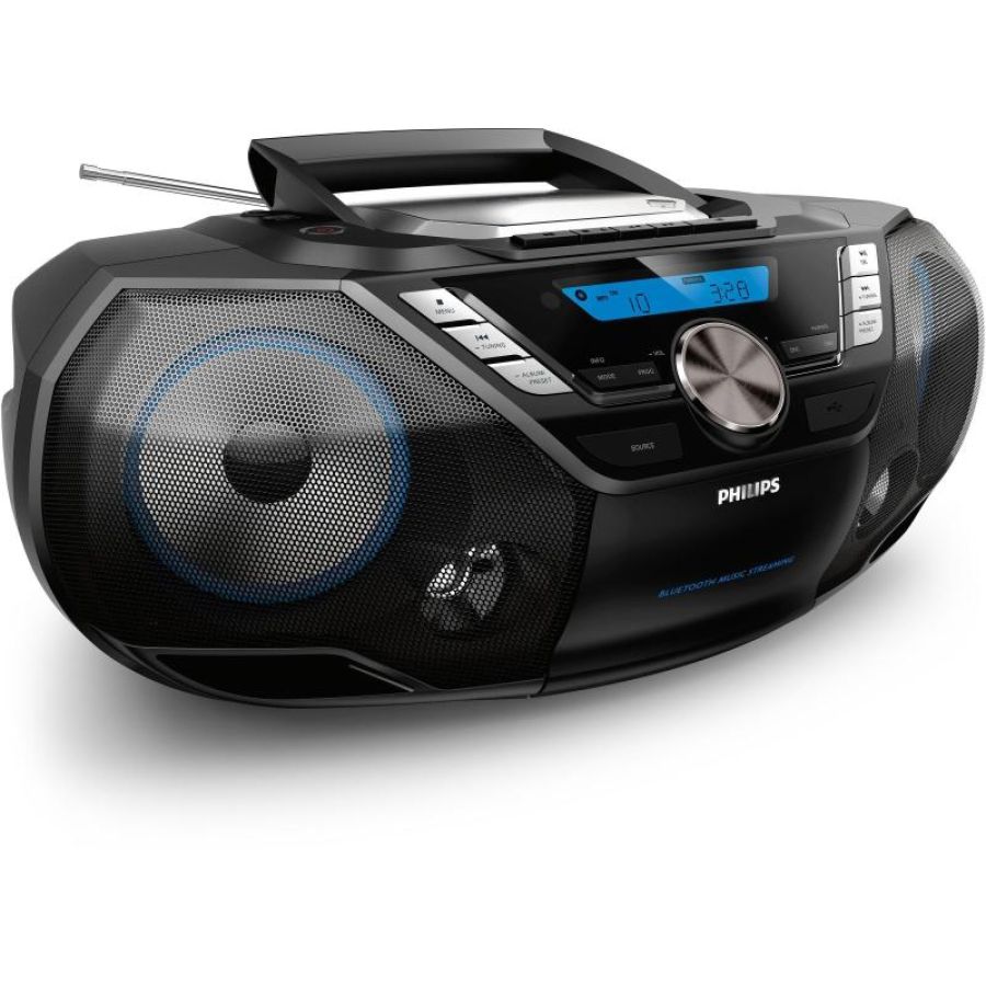 Philips azb798t/12 impianto stereo portatile analogico e digitale 12 w dab, dab+, fm nero riproduzione mp3