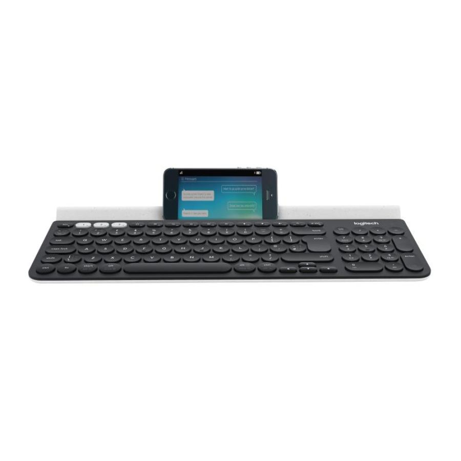 Logitech k780 multi-device wireless keyboard tastiera rf senza fili + bluetooth qwertz tedesco grigio, bianco