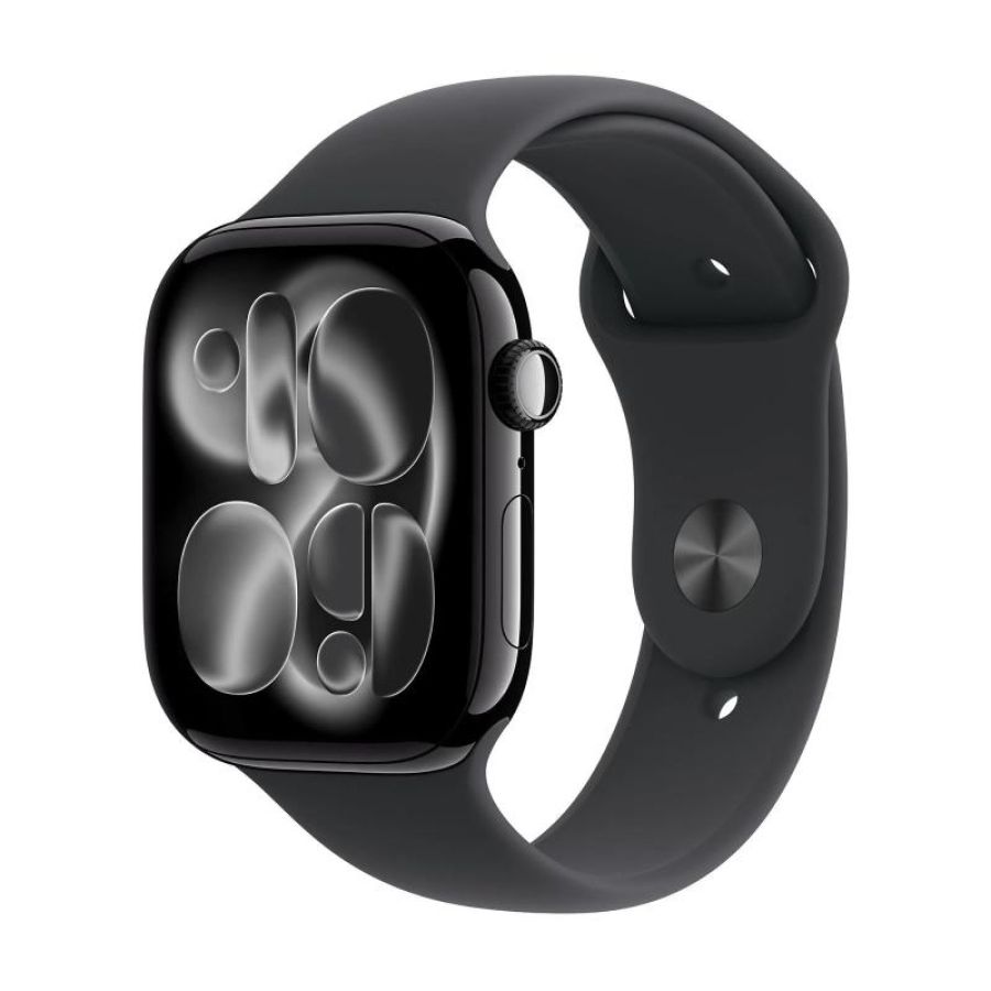 Apple watch series 11gps46mmjet black aluminium case with black sport band - m/l