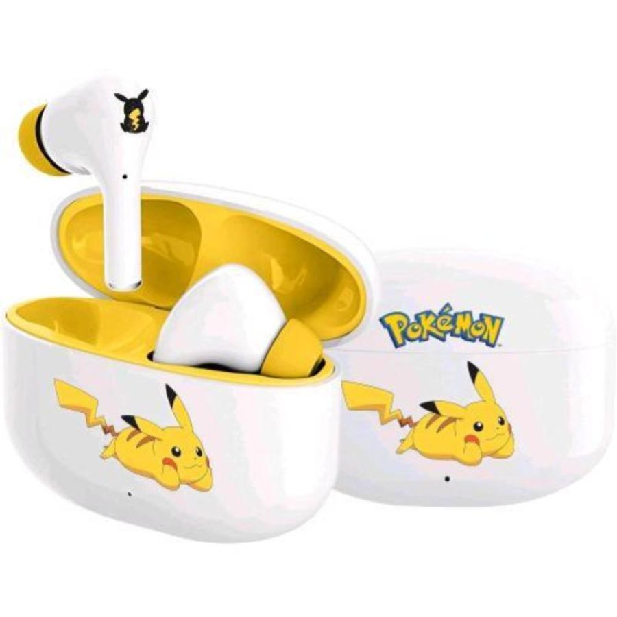Otl pokemon pikachu yellow white core tws cuffie bluetooth con custodia di ricarica