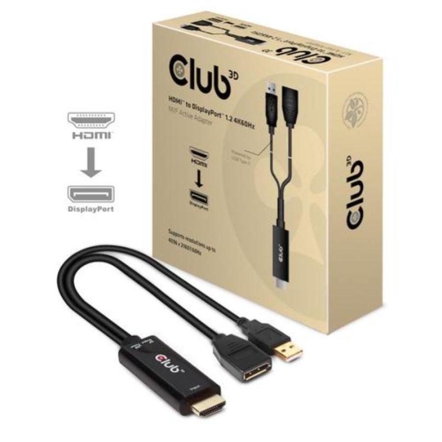 Club3d hdmi 2.0 to displayport 1.2 4k60hz hdr m/f active adapter
