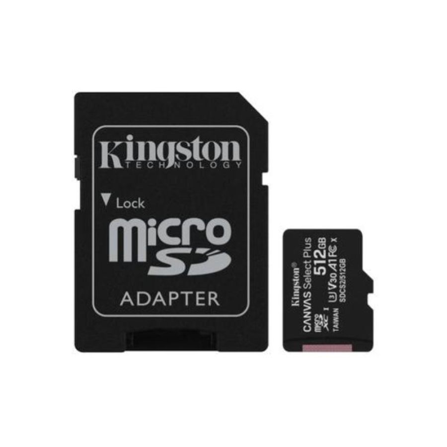 Kingston micro sdhc 512gb canvas select 80r cl10 uhs-i con adattatore sd