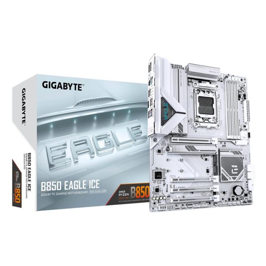Gigabyte b850 eagle ice scheda madre - cpu amd ryzen serie 9000, vrm digitale a 8+2+2 fasi, fino a 8200 mhz ddr5 (o.c), 1 x m.2