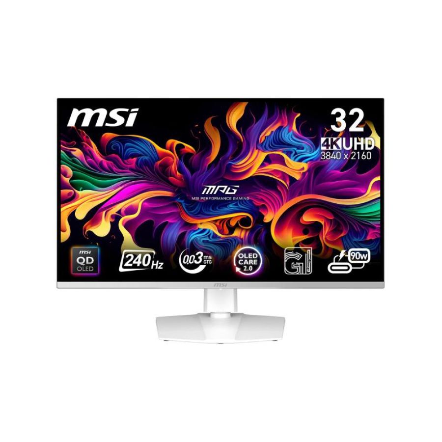 Msi mpg 321urxw qd-oled monitor pc 80 cm (31.5\) 3840 x 2160 pixel 4k ultra hd bianco