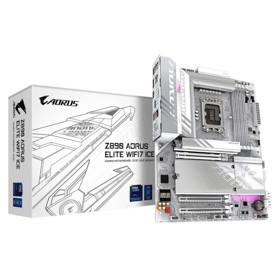 Gigabyte z890 aorus elite wifi7 ice scheda madre - supporta cpu intel core ultra (serie 2), vrm a 16+1+2 fasi, fino a 8800mhz