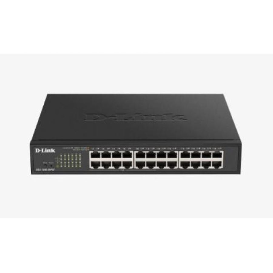 D-link switch poe 24 porte gigabit smart managed, fanless, 802.1q vlan, 802.1p qos, 11 rackmount installation