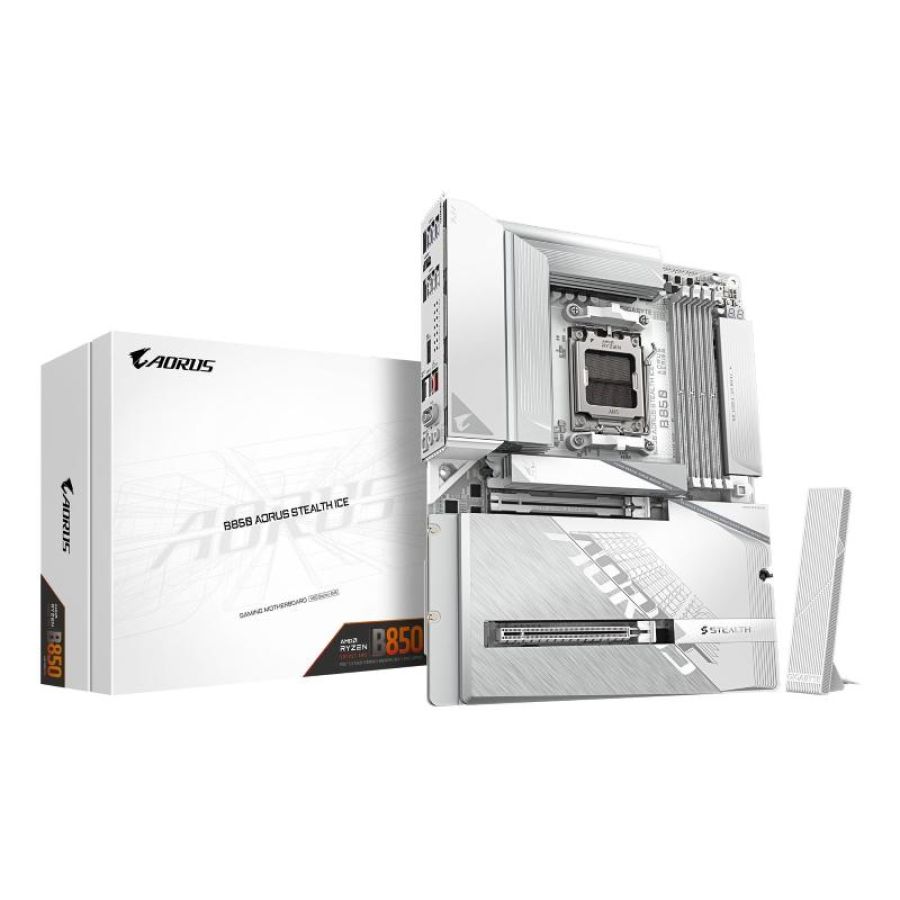 Gigabyte b850 aorus stealth ice scheda madre - cpu amd ryzen serie 9000, vrm digitale a 14+2+2 fasi, fino a 8200 mhz ddr5 (oc),