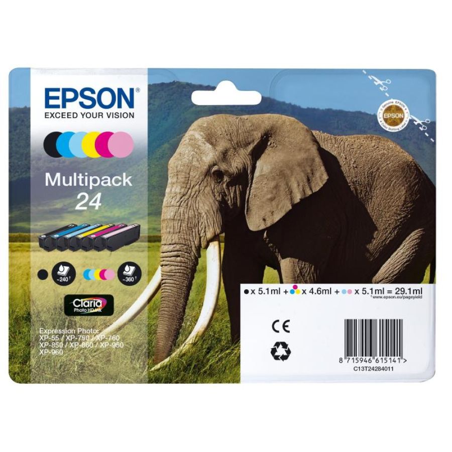 Epson elephant multipack 6-colours 24 claria photo hd ink