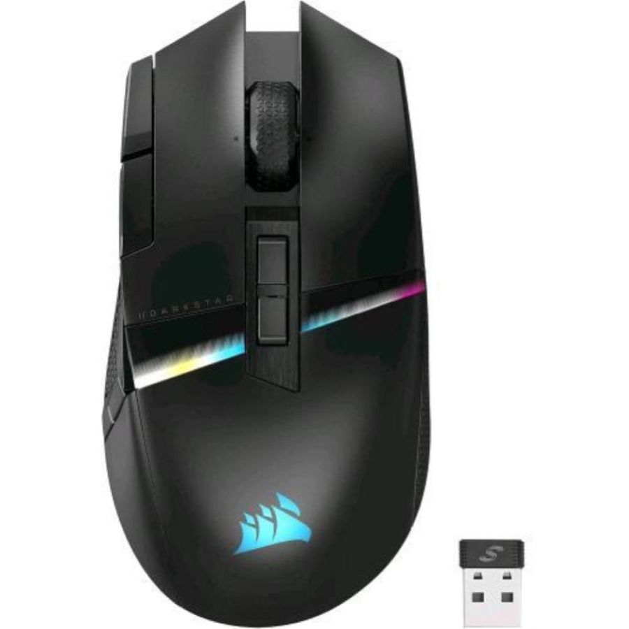 Corsair darkstar rgb mmo mouse gaming ottico wireless 26.000 dpi 15 pulsanti programmabili wireless/bluetooth/usb compatibile con icue nero