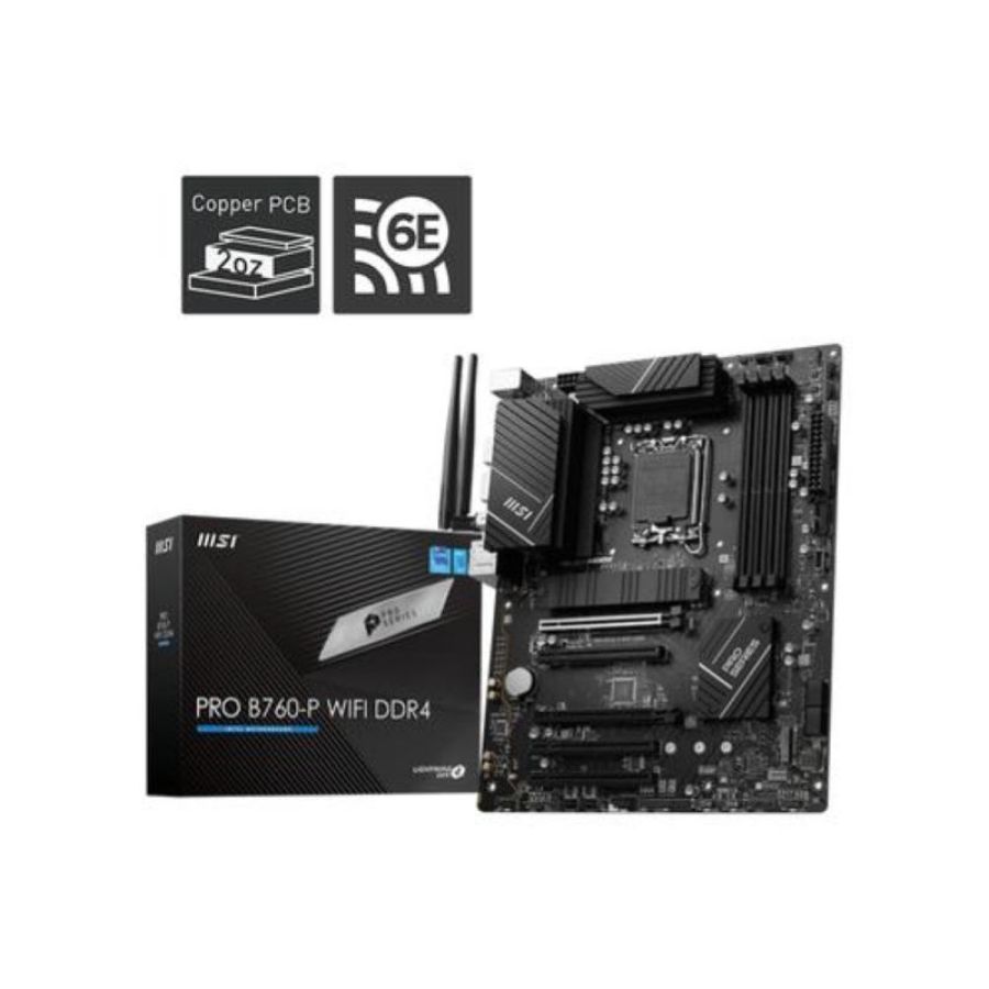 Msi mb b760, pro b760-p wifi ddr4, lga 1700, 4ddr4, 5pci-ex16, 3m.2, 4sata3.0