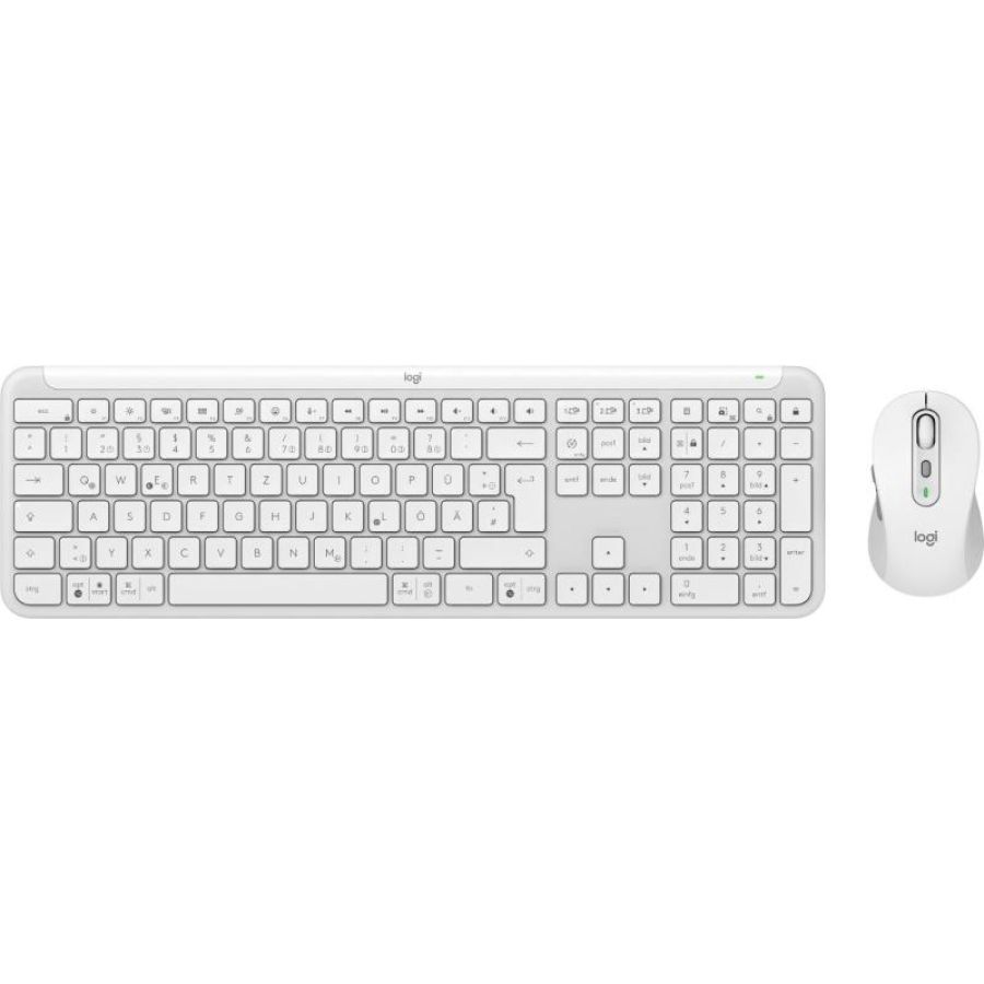 Logitech mk950 signature slim tastiera mouse incluso rf senza fili + bluetooth qwertz tedesco grafite, bianco