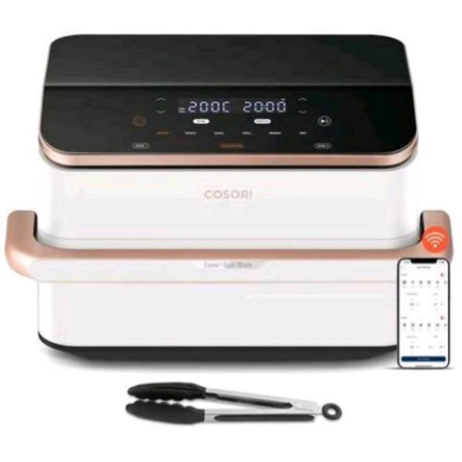 Cosori tf101s dual blaze twinfry friggitrice ad aria 10 lt 2800w doppio cestello 6 funzioni di cottura modalita` sync cook e sync finish con accessori bianco