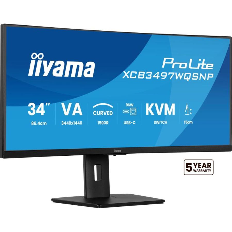 Iiyama prolite xcb3497wqsnp-b1 monitor pc 86,4 cm (34\) 3440 x 1440 pixel ultrawide quad hd led nero