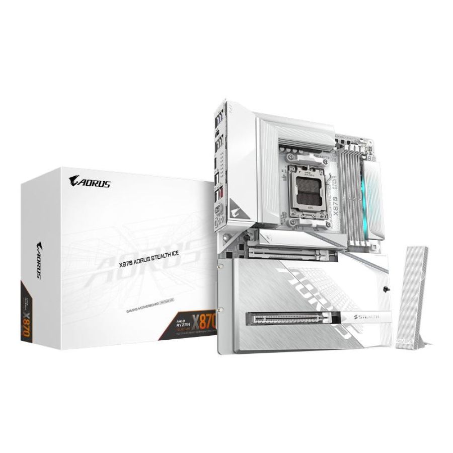 Gigabyte x870 aorus stealth ice scheda madre - supporta cpu amd ryzen 9000, vrm digitale a 16+2+2 fasi, fino a 8200 mhz ddr5