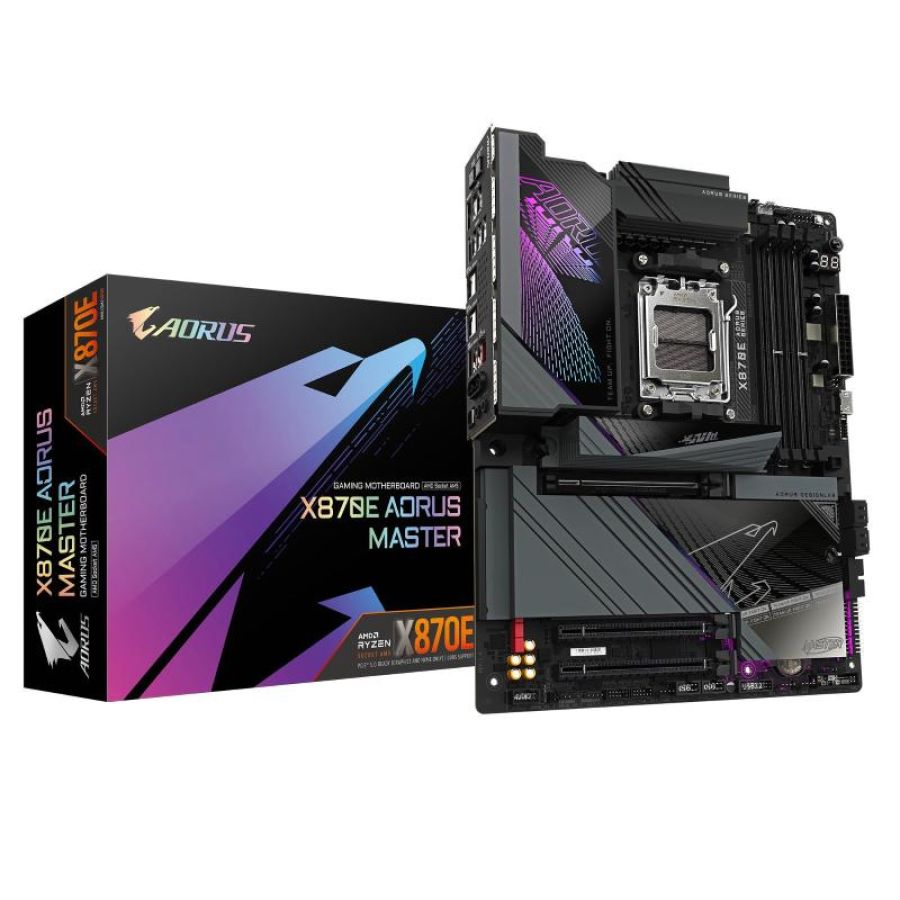Gigabyte x870e aorus master scheda madre - supporta cpu amd ryzen 9000, 16+2+2 fasi vrm digitali, fino a 8600mhz ddr5 (oc),