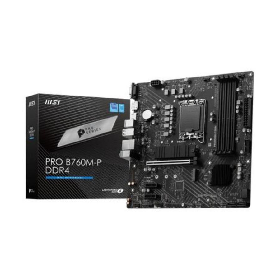 Msi mb b760, pro b760m-p ddr4, lga 1700, 4ddr4, 1pci-ex16, 2pci-ex1, 2m.2, 4sata3, matx