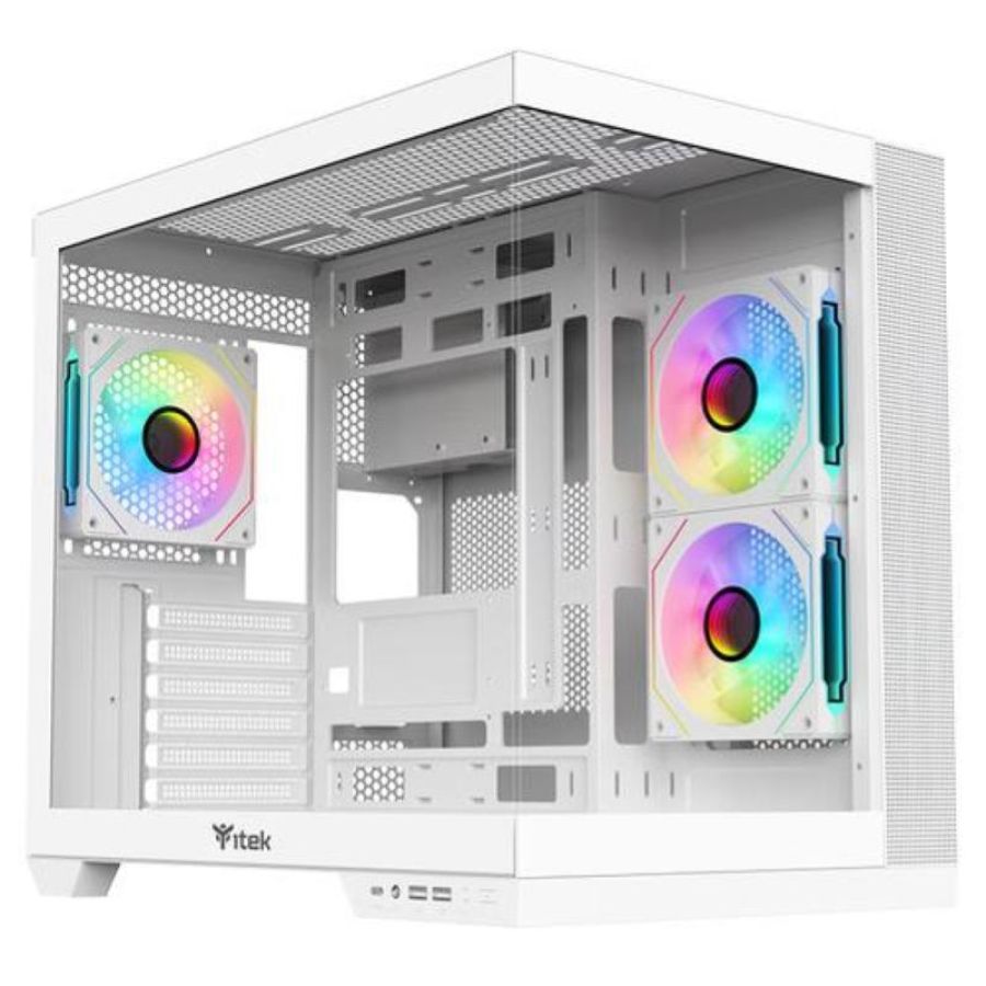 Itek case dark cave ds, gaming tower, atx, 3x12cm argb fan, 2xusb3, type-c, side front panel temp