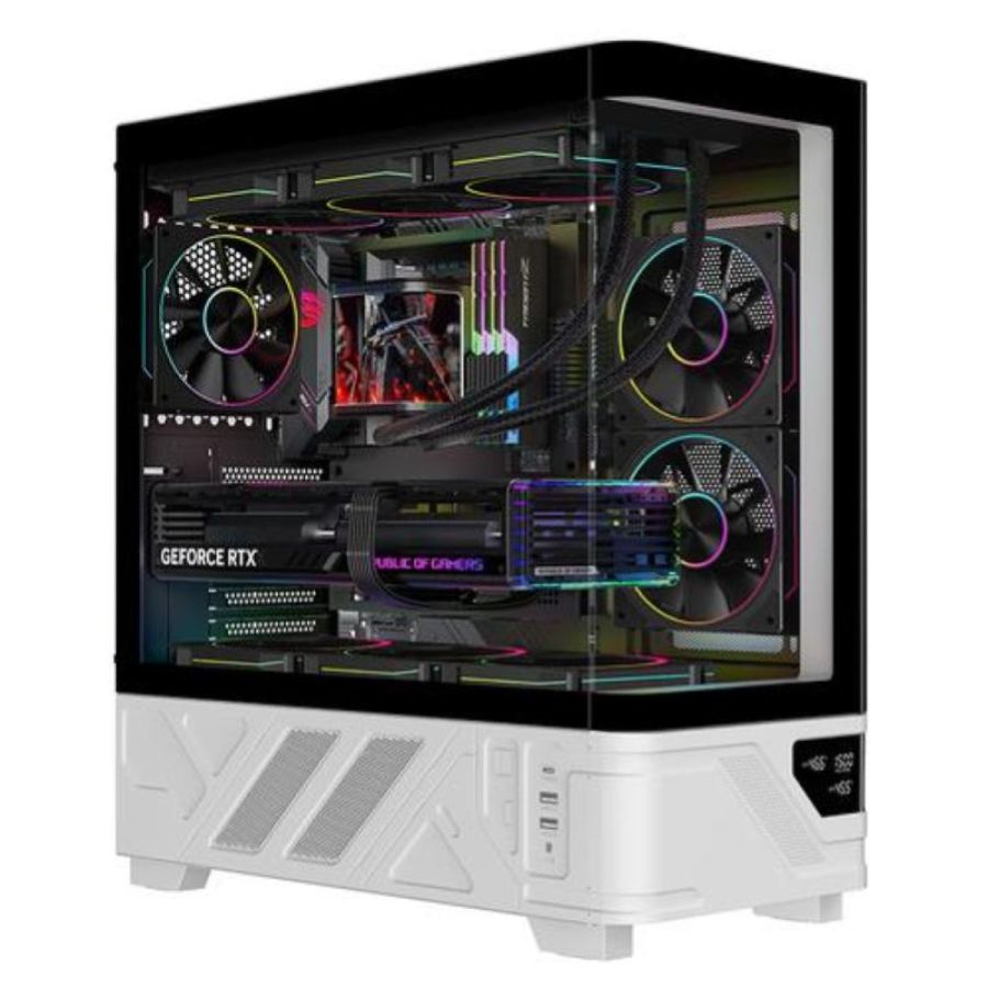 Itek case netron curved gaming tower atx 3x12cm argb fan 2xusb3 type-c temp glass side front pan