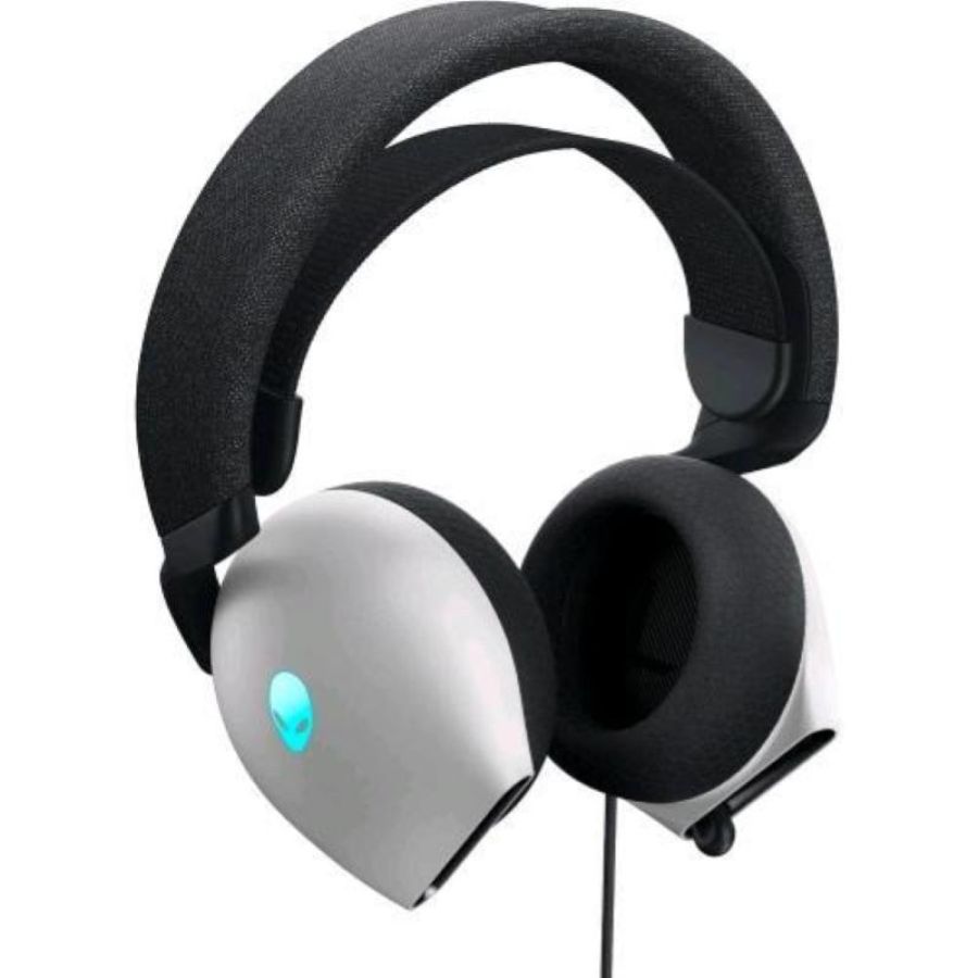 Dell alienware aw520h cuffie gaming con microfono retrattile rgb alienfx hi-res, dolby atmos cablate usb jack 3.5mm lunar light
