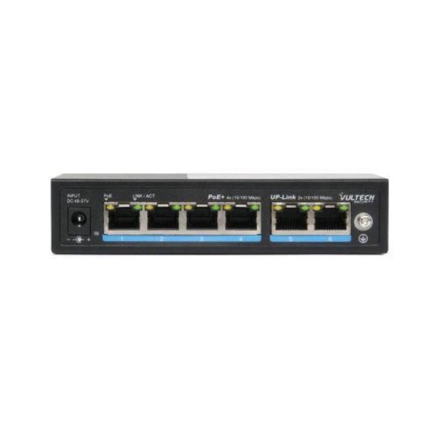 Vultech vs-poe2042fe-60w switch non gestito 6 porte 4 porte fast ethernet 10/100 poe 60 w + 2 x uplink 10/100m desktop
