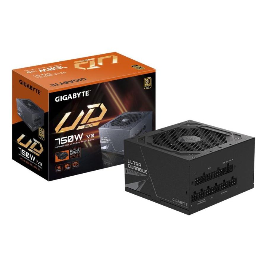 Gigabyte ud750gm pg5 v2 alimentatore - pcie gen 5.1, 80 plus gold, design completamente modulare, ventola da 120 mm,