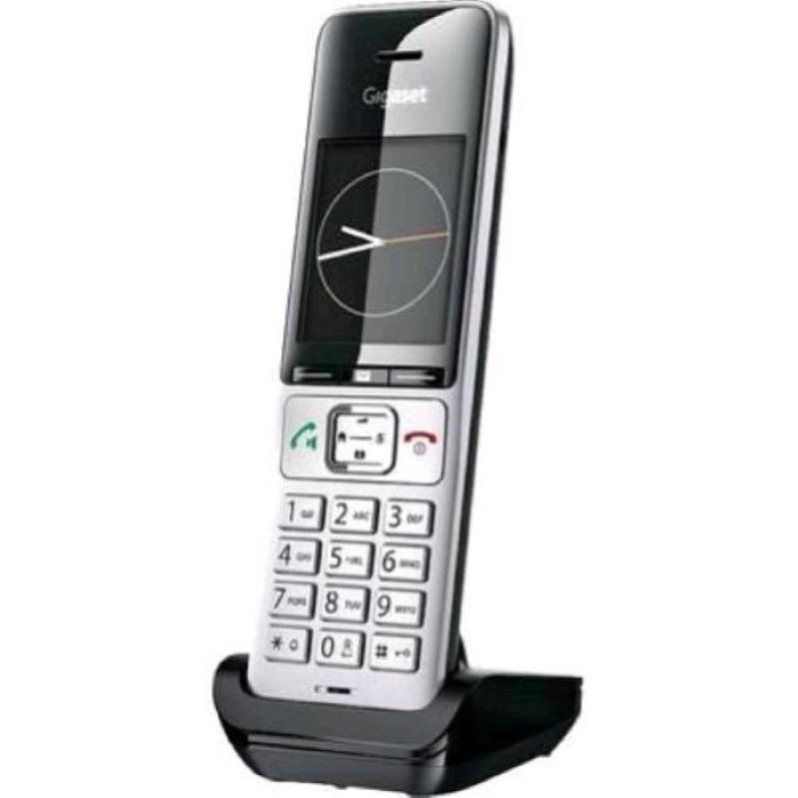 Gigaset comfort c500hx telefono cordless dect con identificatore di chiamata vivavoce sveglia rubrica 200 nmeri nero argento