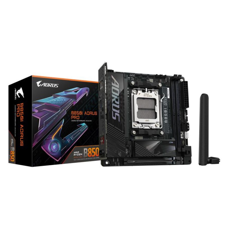 Gigabyte b850i aorus pro scheda madre - supporta processori amd ryzen serie 9000, vrm digitale a 8+2+1 fasi, fino a 8400mhz