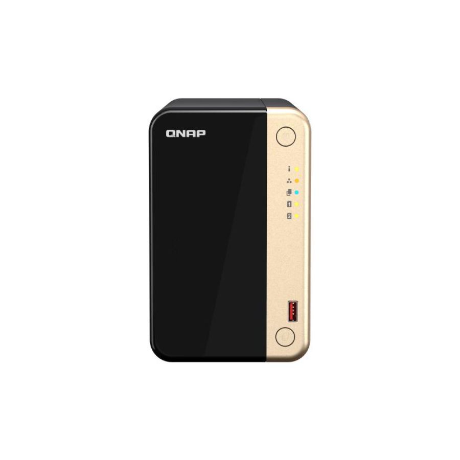 Qnap ts-264 nas tower collegamento ethernet lan nero, oro n5095