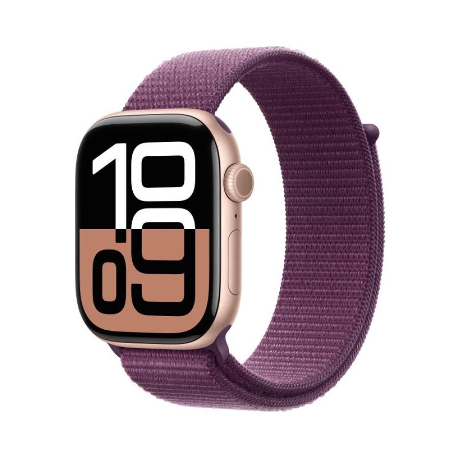 Apple watch series 10 lte 46mm rose gold aluminiumgehäuse mit plum sport loop