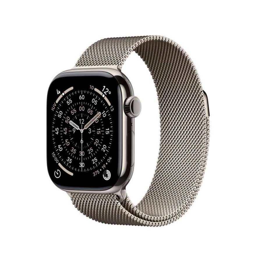 Apple watch series 11 gps + cellular 42mm natural titanium gehäuse mit natural milanese loop